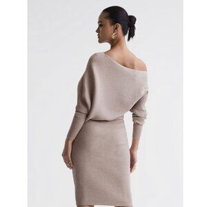 Reiss Lara Off-The-Shoulder Ribbed Midi Dress